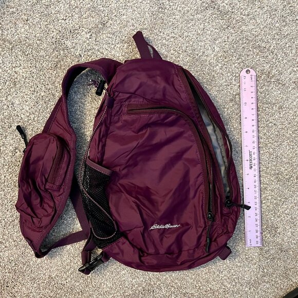 Like New - Eddie Bauer Ripstop Sling Backpack - Dark Plum - Picture 2 of 5